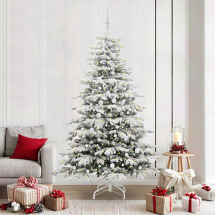 Plast Hingad Julgran med LED -remsljus Vit 210 cm PE och PVC