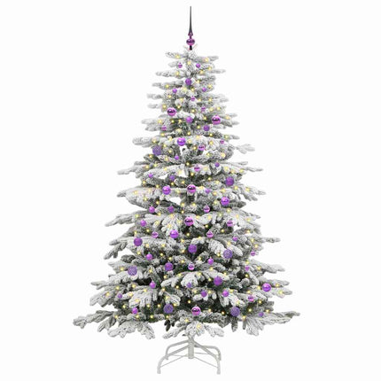Plast Hingad Julgran med LED -remsljus Vit 210 cm PE och PVC