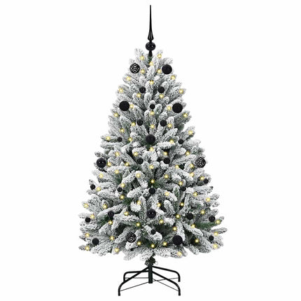 Konstgjord julgran Grön och Vit 150 cm PVC och metall