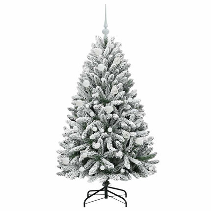 Konstgjord julgran Grön och Vit 150 cm PVC och metall