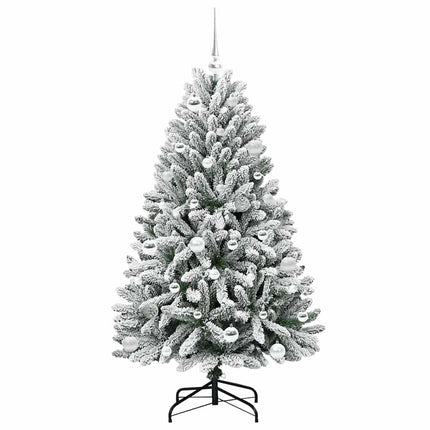 Konstgjord julgran Grön och Vit 150 cm PVC och metall