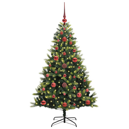 Konstgjort Fällbart Julträd 150 LEDs Grön 120 cm PVC och PE