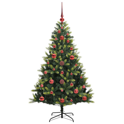 Konstgjort Fällbart Julträd 150 LEDs Grön 120 cm PVC och PE