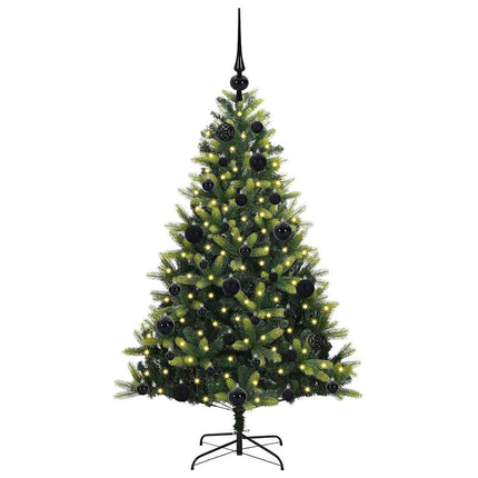Konstgjort Fällbart Julträd 150 LEDs Grön 120 cm PVC och PE