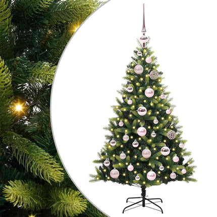 Konstgjort Fällbart Julträd 150 LEDs Grön 120 cm PVC och PE