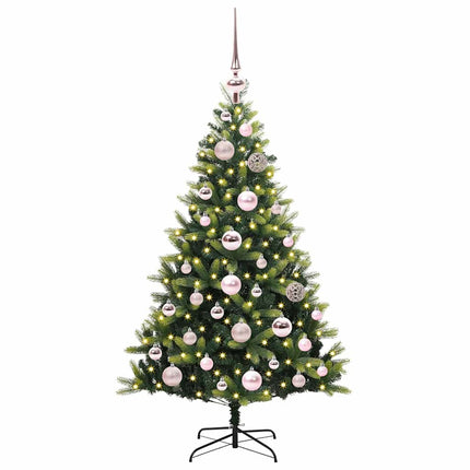 Konstgjort Fällbart Julträd 150 LEDs Grön 120 cm PVC och PE