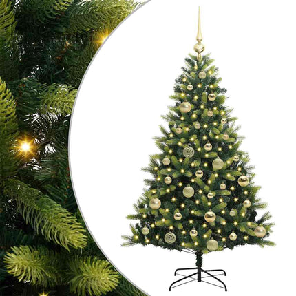 Konstgjort Fällbart Julträd 150 LEDs Grön 120 cm PVC och PE
