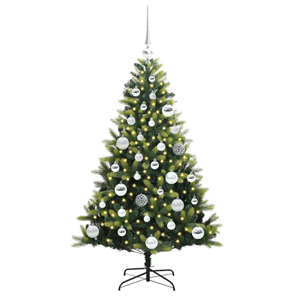 Konstgjort Fällbart Julträd 150 LEDs Grön 120 cm PVC och PE