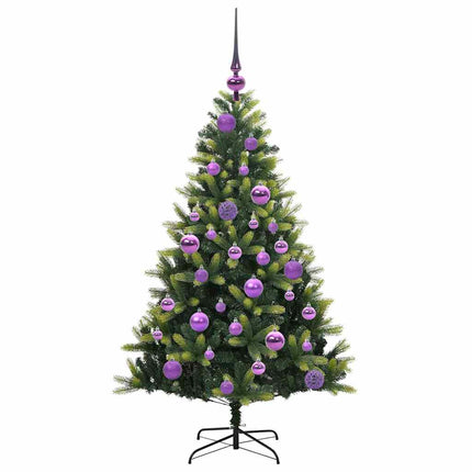 Konstgjort Fällbart Julträd 150 LEDs Grön 120 cm PVC och PE