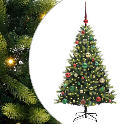 Konstgjort Fällbart Julträd 150 LEDs Grön 120 cm PVC och PE