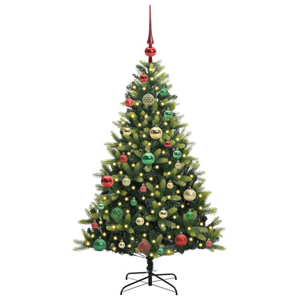 Konstgjort Fällbart Julträd 150 LEDs Grön 120 cm PVC och PE