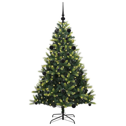 Konstgjort Fällbart Julträd 150 LEDs Grön 150 cm PVC och PE