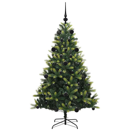 Konstgjort Fällbart Julträd 150 LEDs Grön 150 cm PVC och PE
