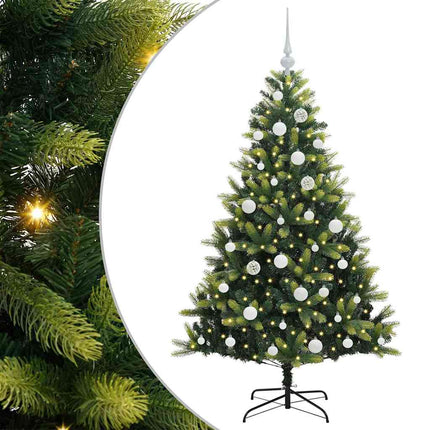 Konstgjort Fällbart Julträd 150 LEDs Grön 150 cm PVC och PE
