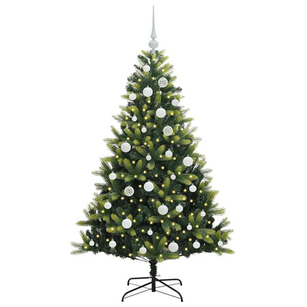 Konstgjort Fällbart Julträd 150 LEDs Grön 150 cm PVC och PE