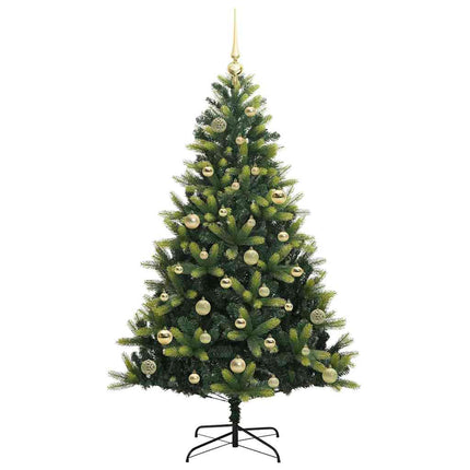 Konstgjort Fällbart Julträd 150 LEDs Grön 150 cm PVC och PE