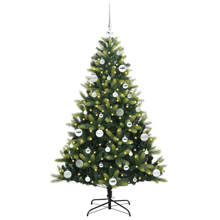 Konstgjort Fällbart Julträd 150 LEDs Grön 150 cm PVC och PE