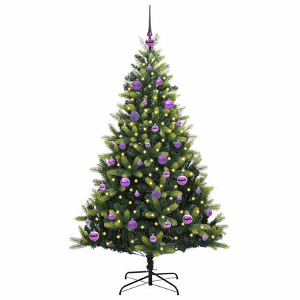 Konstgjort Fällbart Julträd 150 LEDs Grön 150 cm PVC och PE