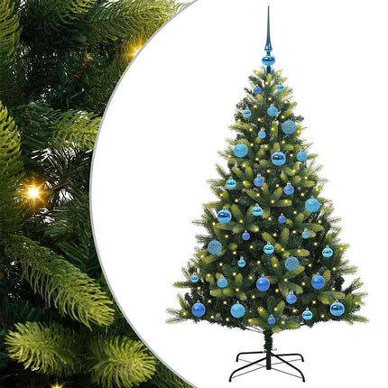 Konstgjort Fällbart Julträd 150 LEDs Grön 150 cm PVC och PE
