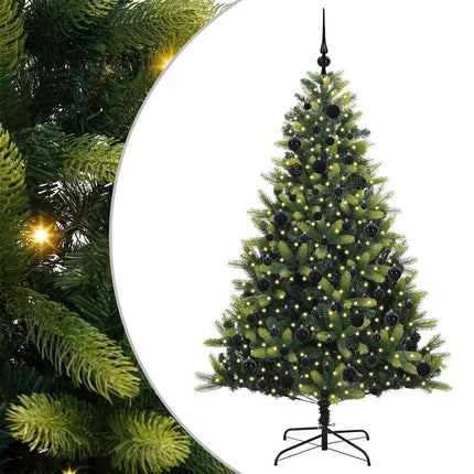 Konstigt hinged julgran 300 LEDs Grön 180 cm PVC och PE