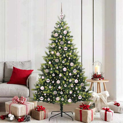 Konstigt hinged julgran 300 LEDs Grön 180 cm PVC och PE