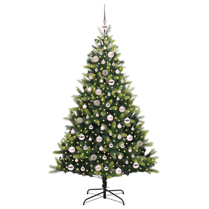 Konstigt hinged julgran 300 LEDs Grön 180 cm PVC och PE