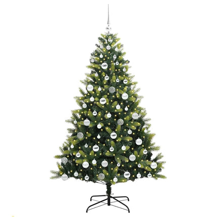 Konstigt hinged julgran 300 LEDs Grön 180 cm PVC och PE