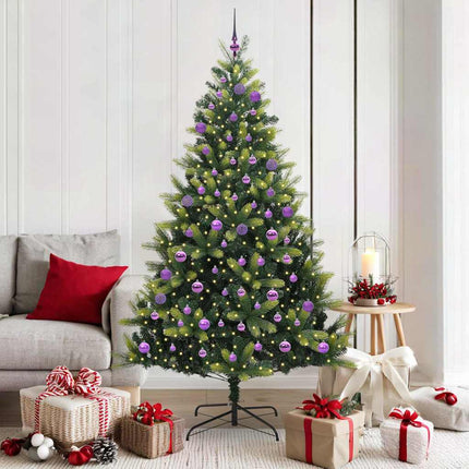 Konstigt hinged julgran 300 LEDs Grön 180 cm PVC och PE