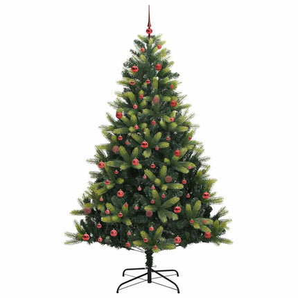 Konstigt hinged julgran 300 LEDs Grön 210 cm PVC och PE