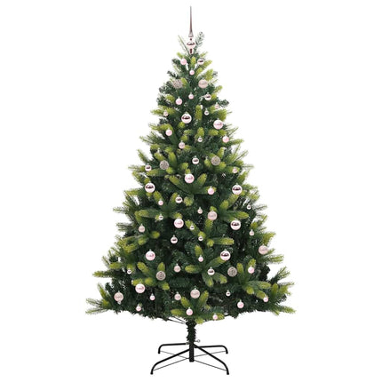 Konstigt hinged julgran 300 LEDs Grön 210 cm PVC och PE