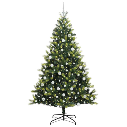Konstigt hinged julgran 300 LEDs Grön 210 cm PVC och PE