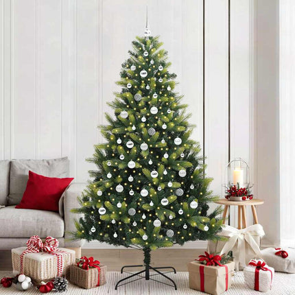Konstigt hinged julgran 300 LEDs Grön 210 cm PVC och PE