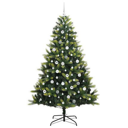 Konstigt hinged julgran 300 LEDs Grön 210 cm PVC och PE