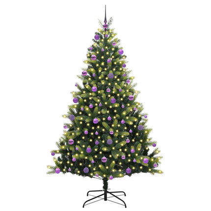 Konstigt hinged julgran 300 LEDs Grön 210 cm PVC och PE