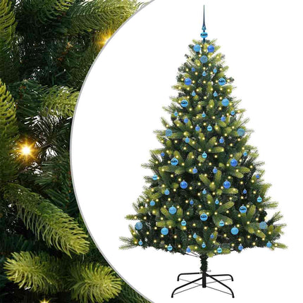 Konstigt hinged julgran 300 LEDs Grön 210 cm PVC och PE