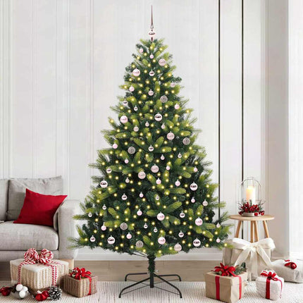 Konstigt hinged julgran 300 LEDs Grön 240 cm PVC och PE