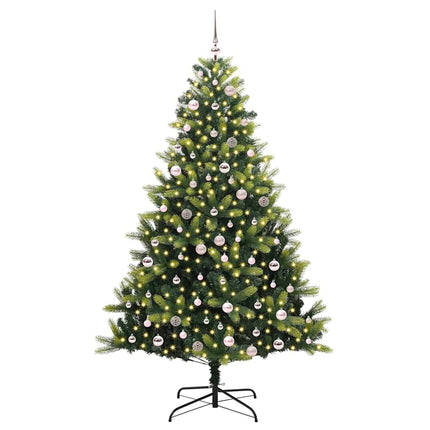 Konstigt hinged julgran 300 LEDs Grön 240 cm PVC och PE