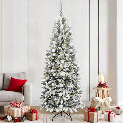 Konstgjord julgran Vit 210 cm PVC, Plast, Stål och PE