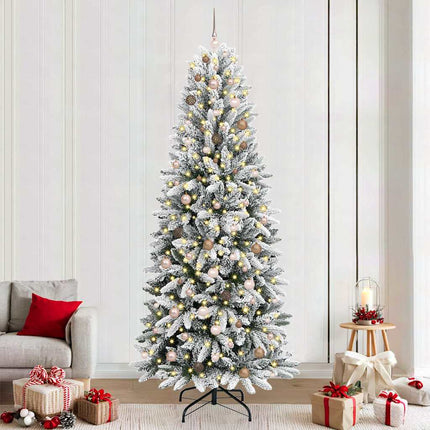 Konstgjord julgran med julkulor 240 cm 300 LED-lampor Varmvit