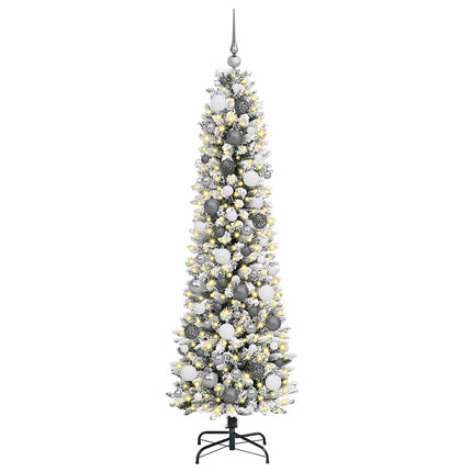 Konstgjord julgran Vit 180 cm PVC och Metall och Plast