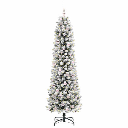Konstgjord julgran Vit 210 cm PVC och Metall och Plast