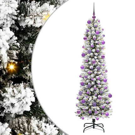 Konstgjord julgran Vit 210 cm PVC och Metall och Plast