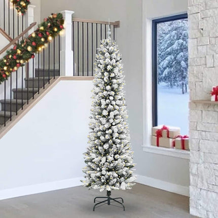 Konstgjord julgran Vit 240 cm PVC och Metall och Plast