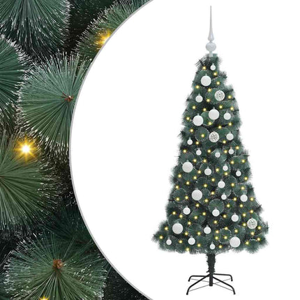 Konstgjord förbelyst julgran med bollar Grön 120 cm PET