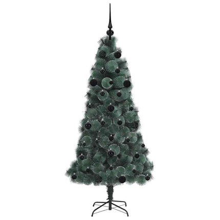 Konstigt förbelyst julgran med bollsats Grön 150 cm PET