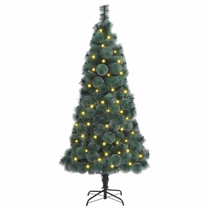 Konstgjord förbelyst julgran med 300 LED-lampor Grön 180 cm PET
