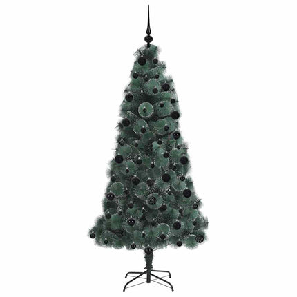Konstgjort förbelyst julgran med bollsats Grön 210 cm PET