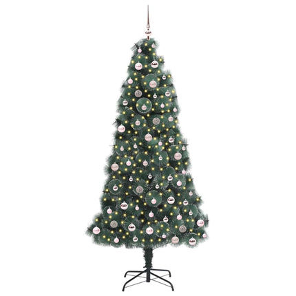 Konstgjord förbelyst julgran med bollsats Grön 240 cm PET