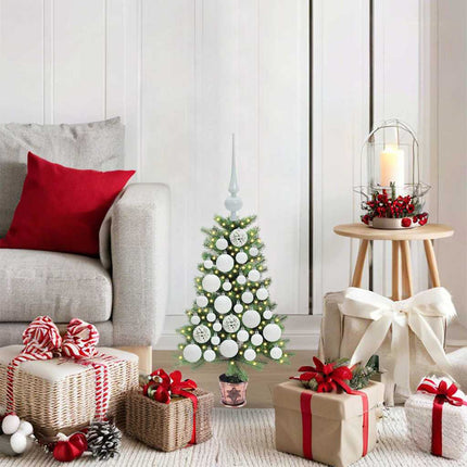 Julgran med 150 LED-lampor med stativ Grön 65 cm PE
