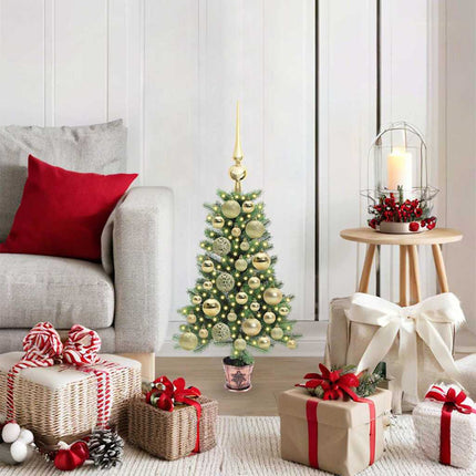 Julgran med 150 LED-lampor med stativ Grön 65 cm PE
